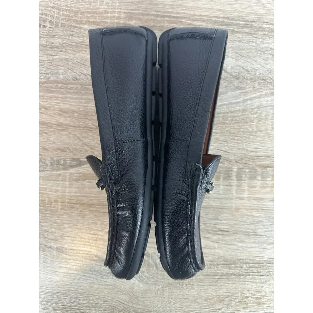 Coach Womens Driving Loafers Black Pebbled Leather Horsebit Moccasins US 8.5B